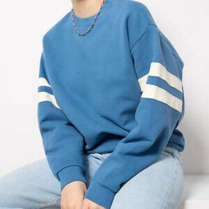 Clare V oversized varsity sweatshirt in desert blue - M